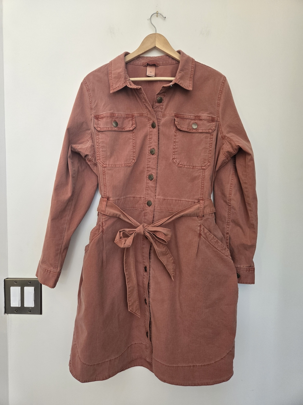 Duluth Trading Co Rust Button-Front Utility Shirtdress Jacket